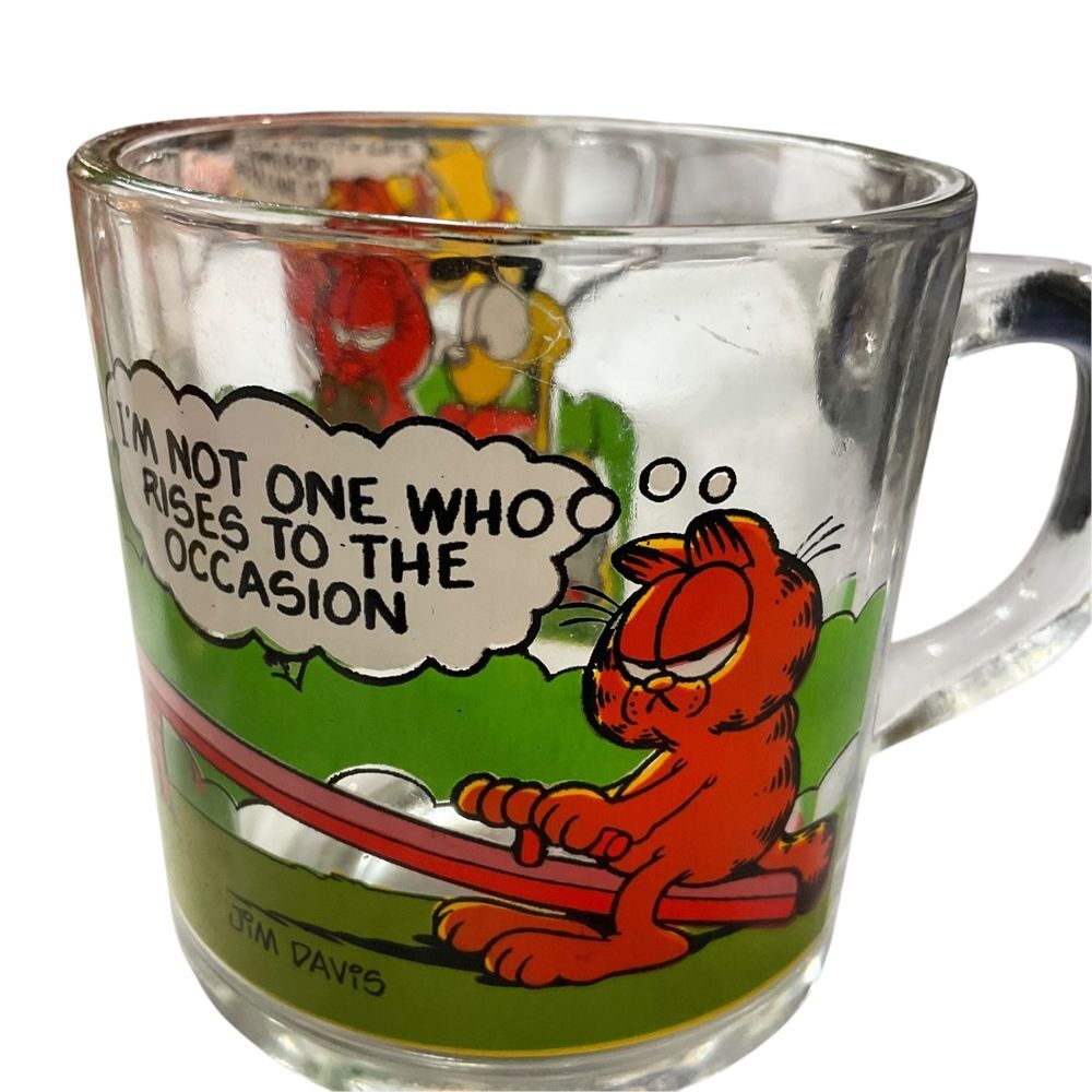Vintage 70s 6-Piece Garfield McDonald's Glass Mug Collection Cartoon Give Away